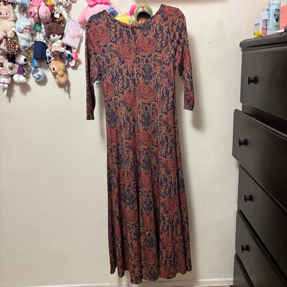 Soft Surroundings Alcott Black Rust Floral Maxi Dress 3/4 Sleeve Size Small - Picture 7 of 12